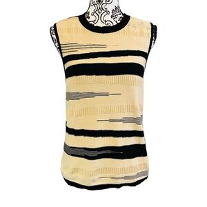 DKNY Cream Graphic Sleeveless Tank Top NWT Sz-L